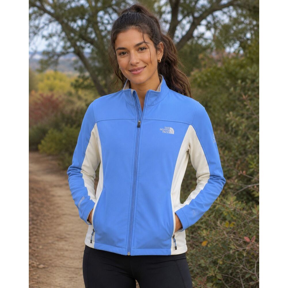 The North Face Women's Windstopper Softshell Full Zip Jacket Sz L Blue White